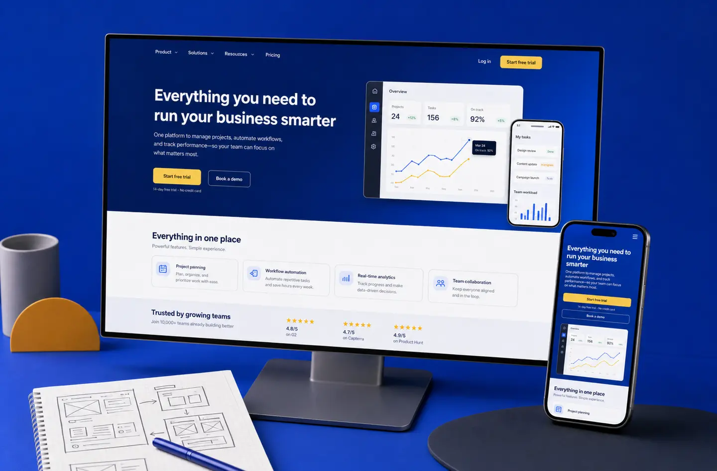 SaaS website development project