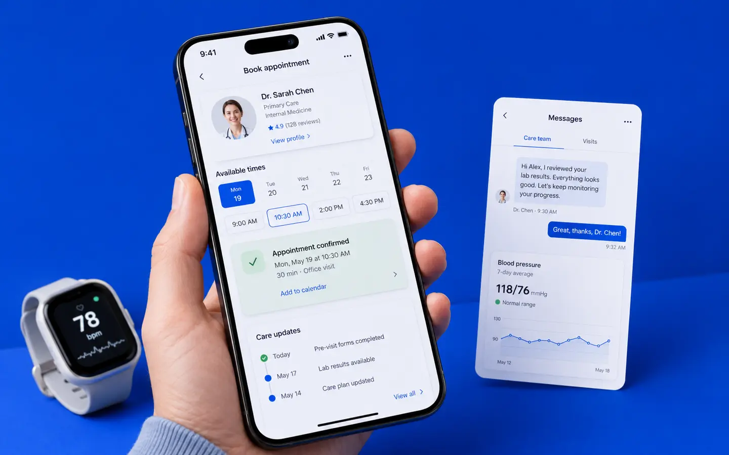 Healthcare iOS app interface