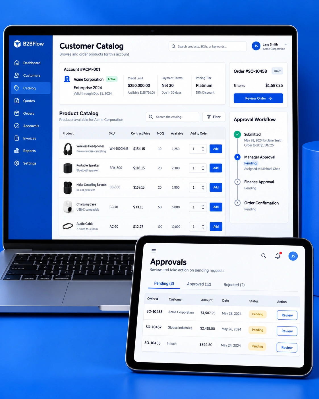 B2B portal powered by structured Headless CMS content