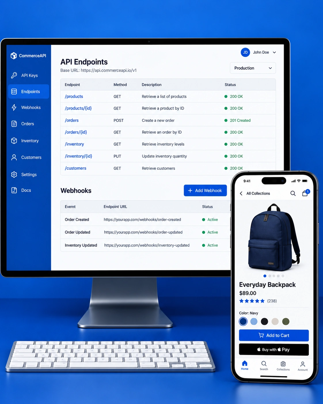 Headless commerce storefront connected to content and commerce APIs