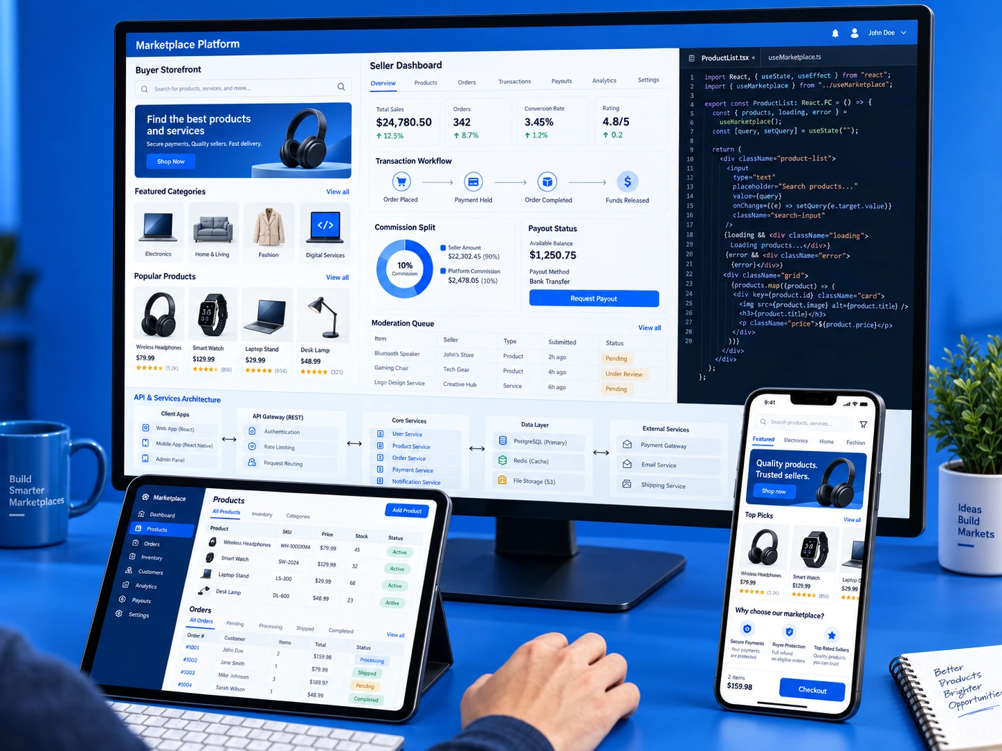 Marketplace operational workspace and dashboard
