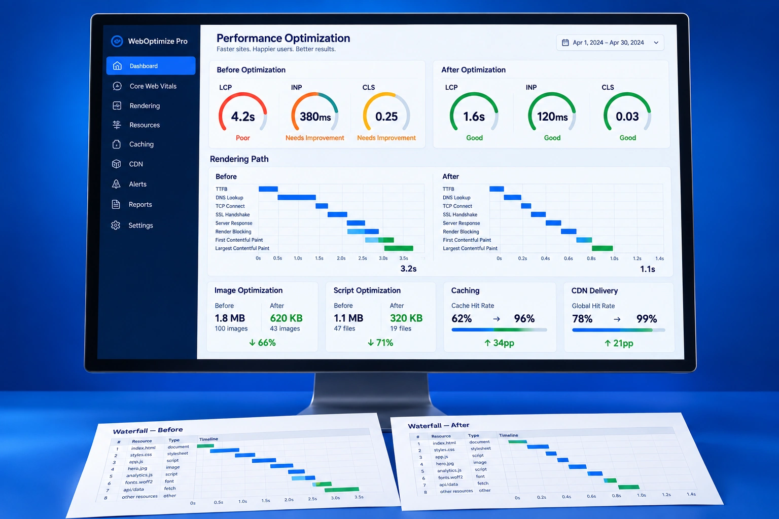 High-traffic digital product performance optimization dashboard